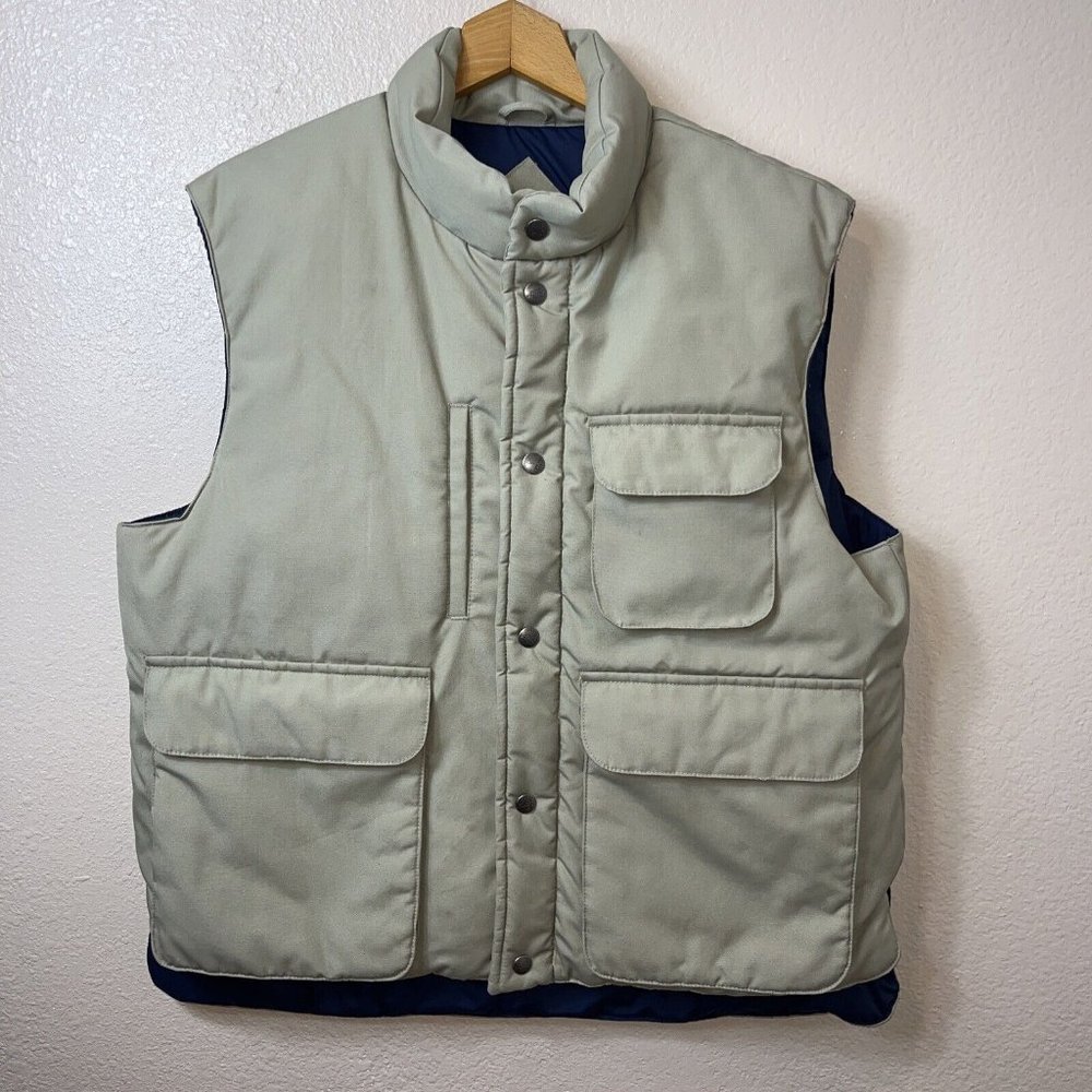 VTG  FIELDMASTER LARGE ZIP  & SNAP 80 % GOOSE DOWN OUTDOOR HUNTING VEST  READ